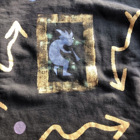 Art Screen Printed Oversized Cozy Sweatshirt Kokopelli Mock Turtleneck - Picture 4 of 6